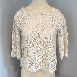 Joie Elvia Cream Lace 3/4 Sleeve Top Size XS